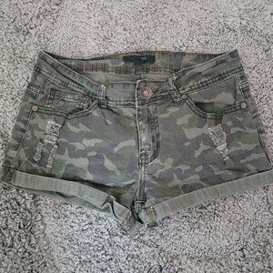 Camo Denim Shorts